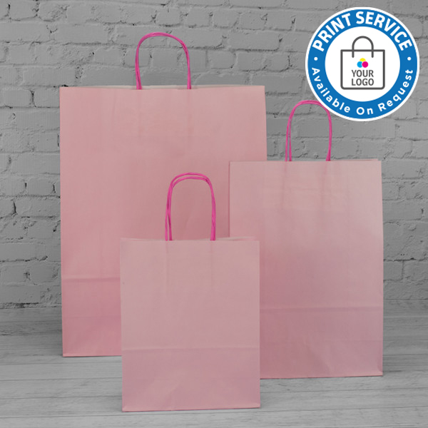 Pink paper bags online with handles